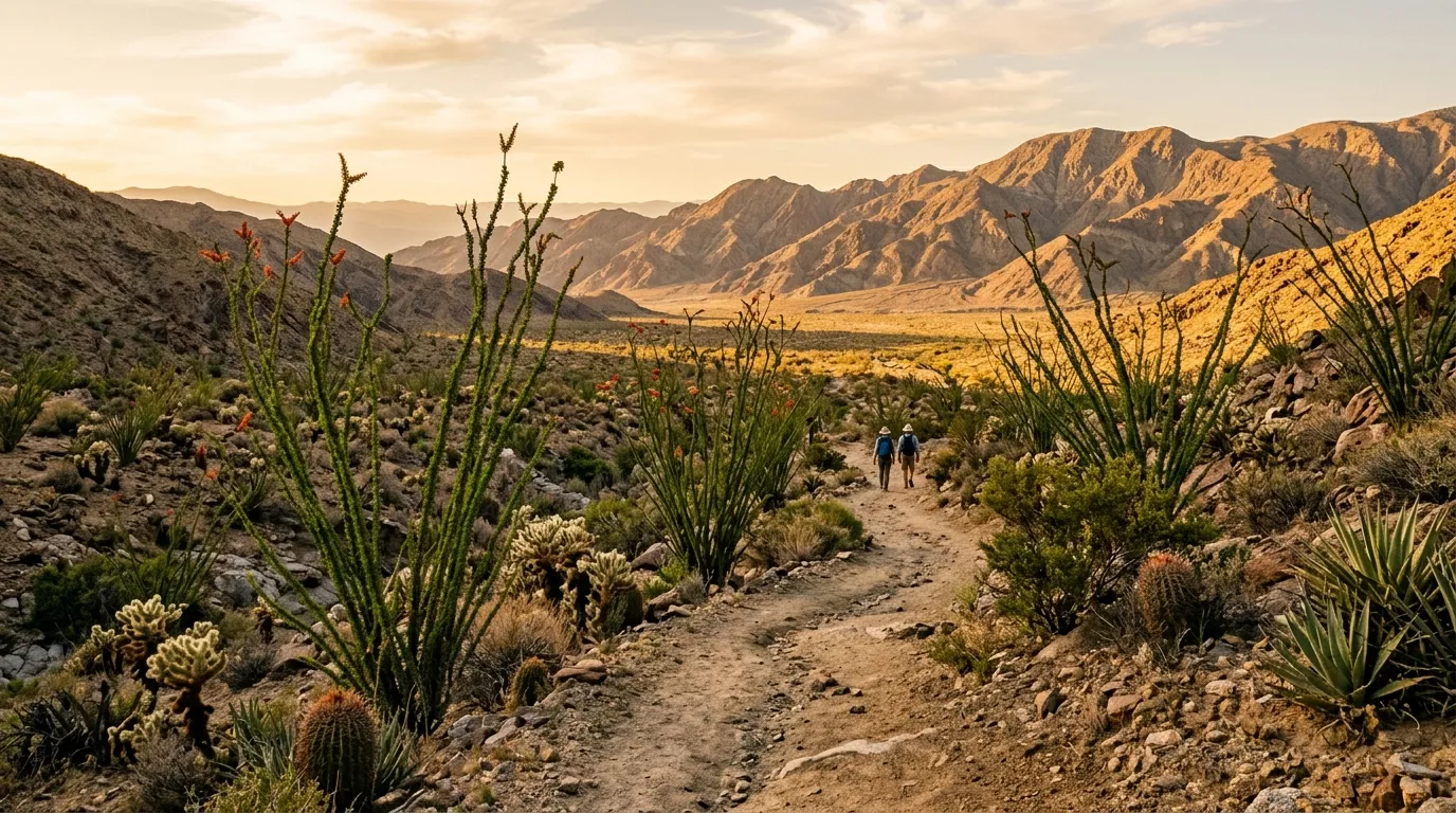 Anza-Borrego desert trail and ocotillo
