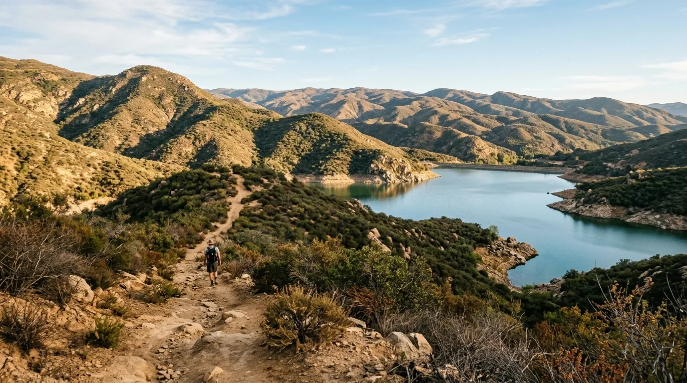 East County hills, reservoir, and hiking trail