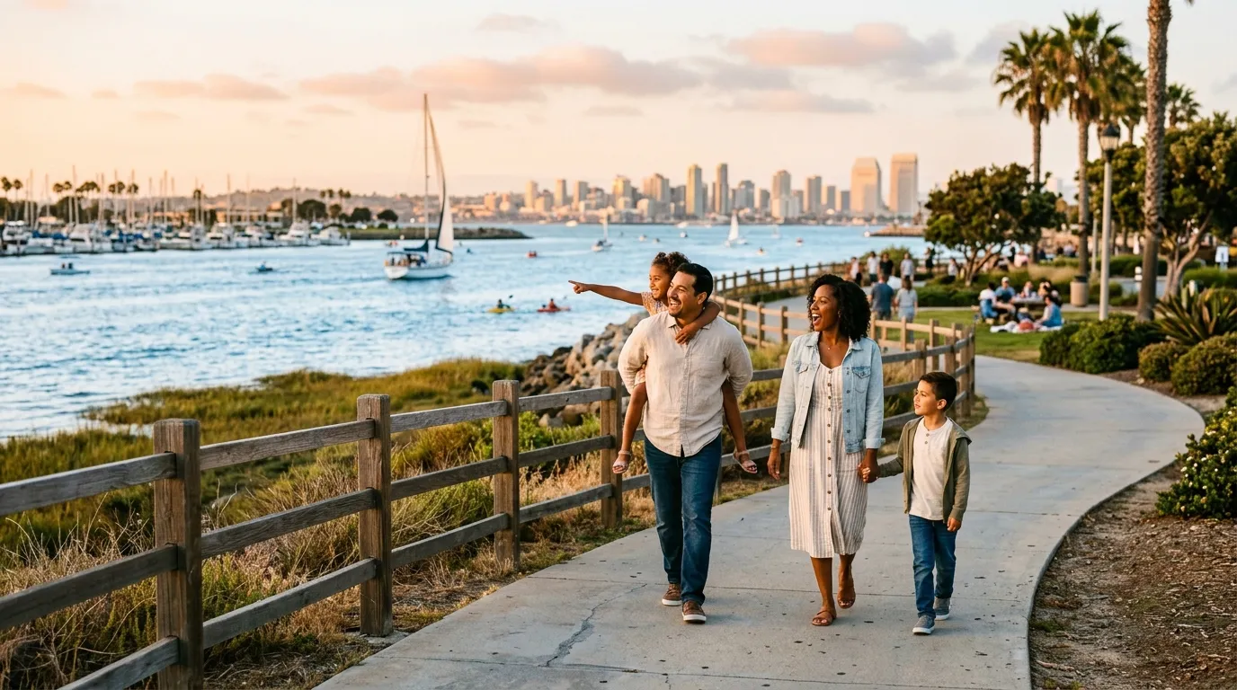 Family enjoying Chula Vista Bayfront park