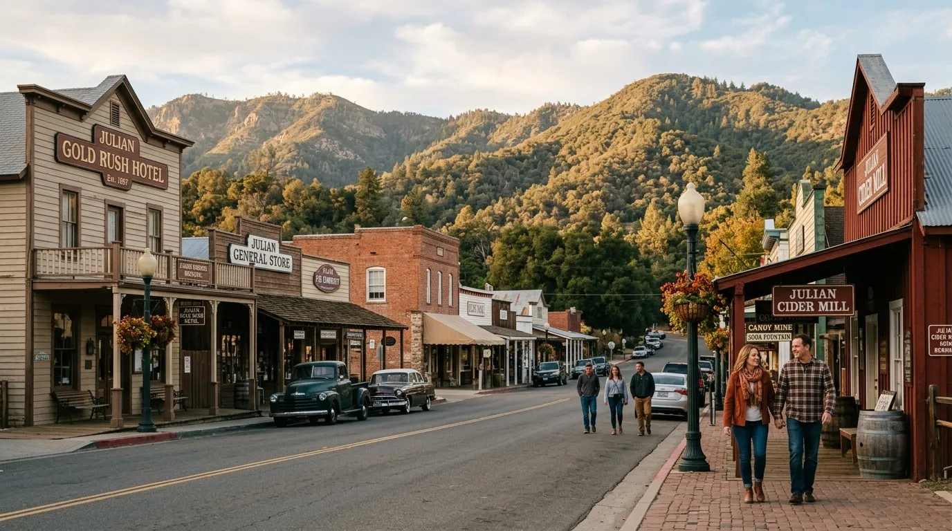 Quiet late-afternoon street in Julian California